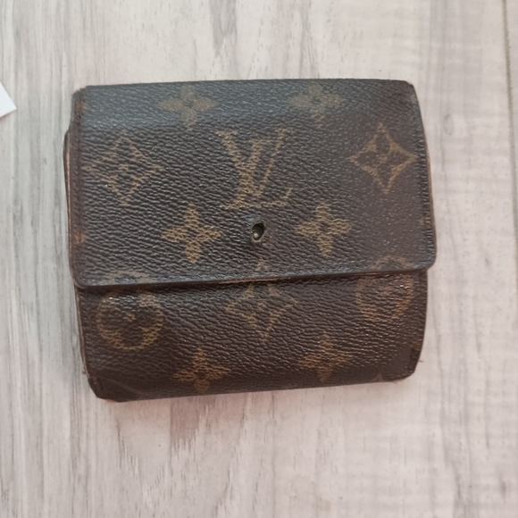 LOUIS VUITTON W Hook Wallet Monogram Beige Monogram Canvas Authentic - Picture 1 of 11